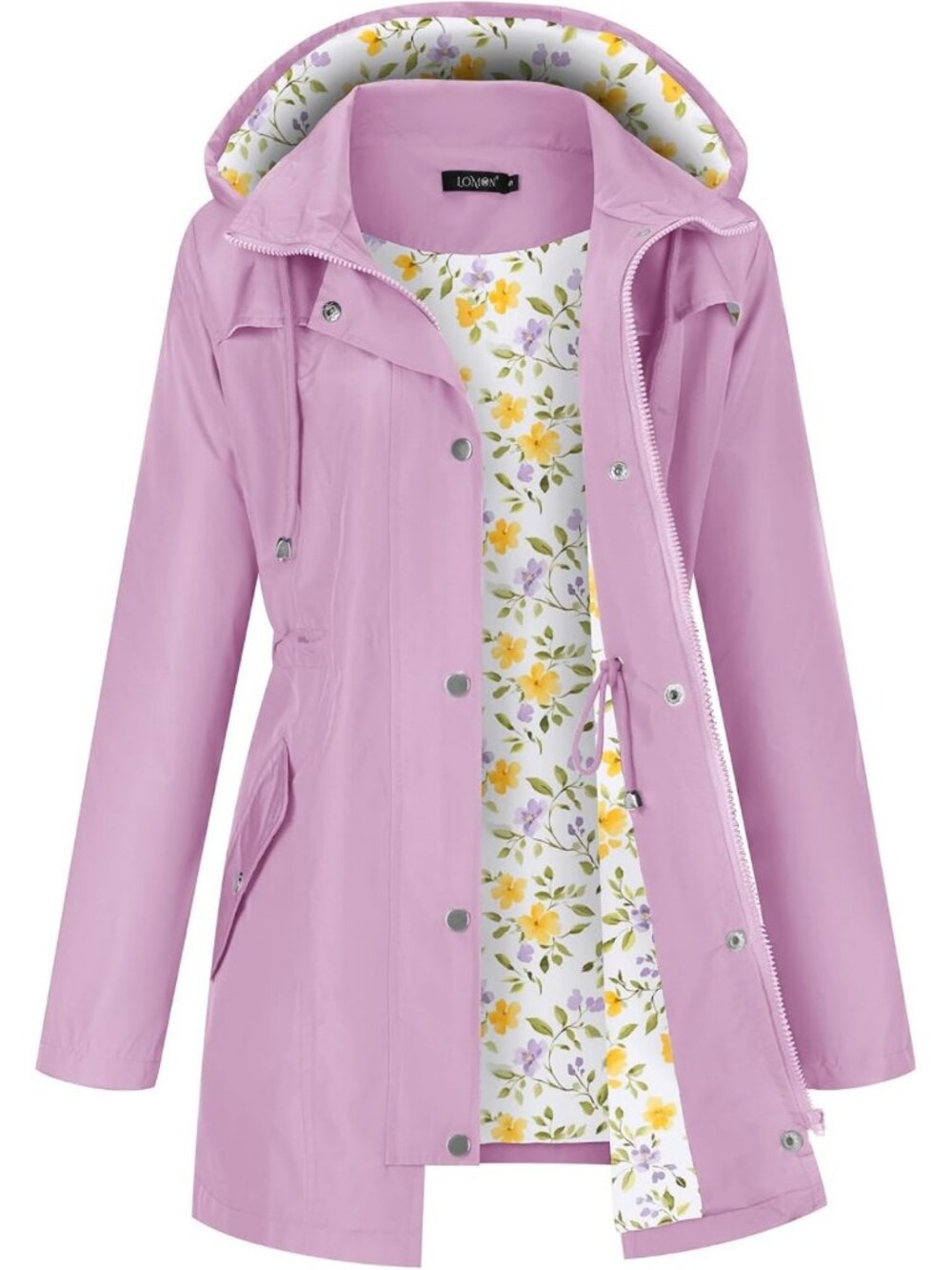 Lightweight Waterproof Hiking Raincoat for Women | Hooded Lined Trench Jacket